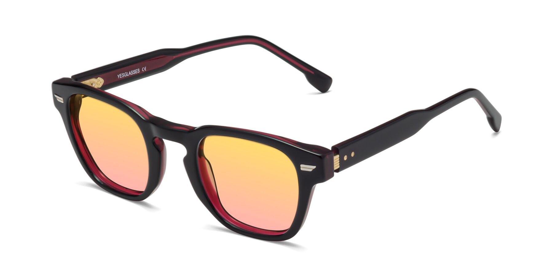 Angle of 1421 in Black-Wine with Yellow / Pink Gradient Lenses