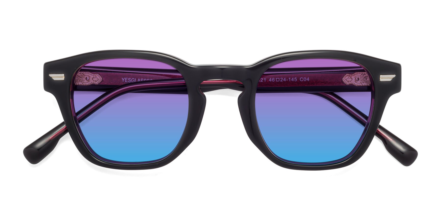 Folded Front of 1421 in Black-Wine with Purple / Blue Gradient Lenses