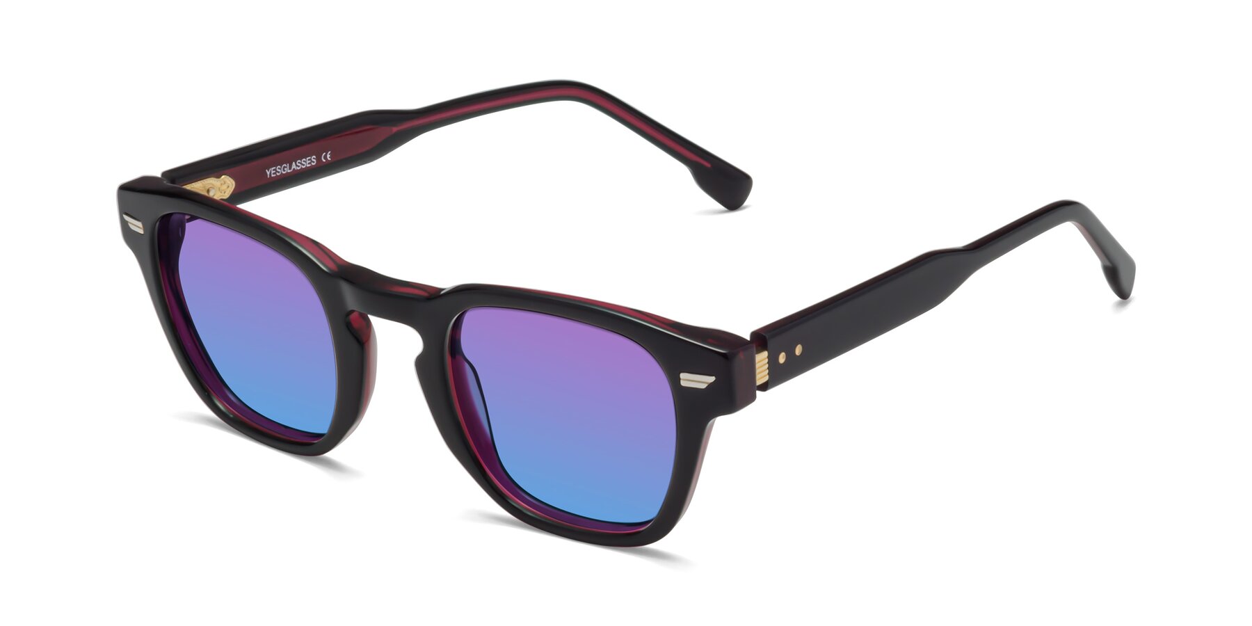 Angle of 1421 in Black-Wine with Purple / Blue Gradient Lenses