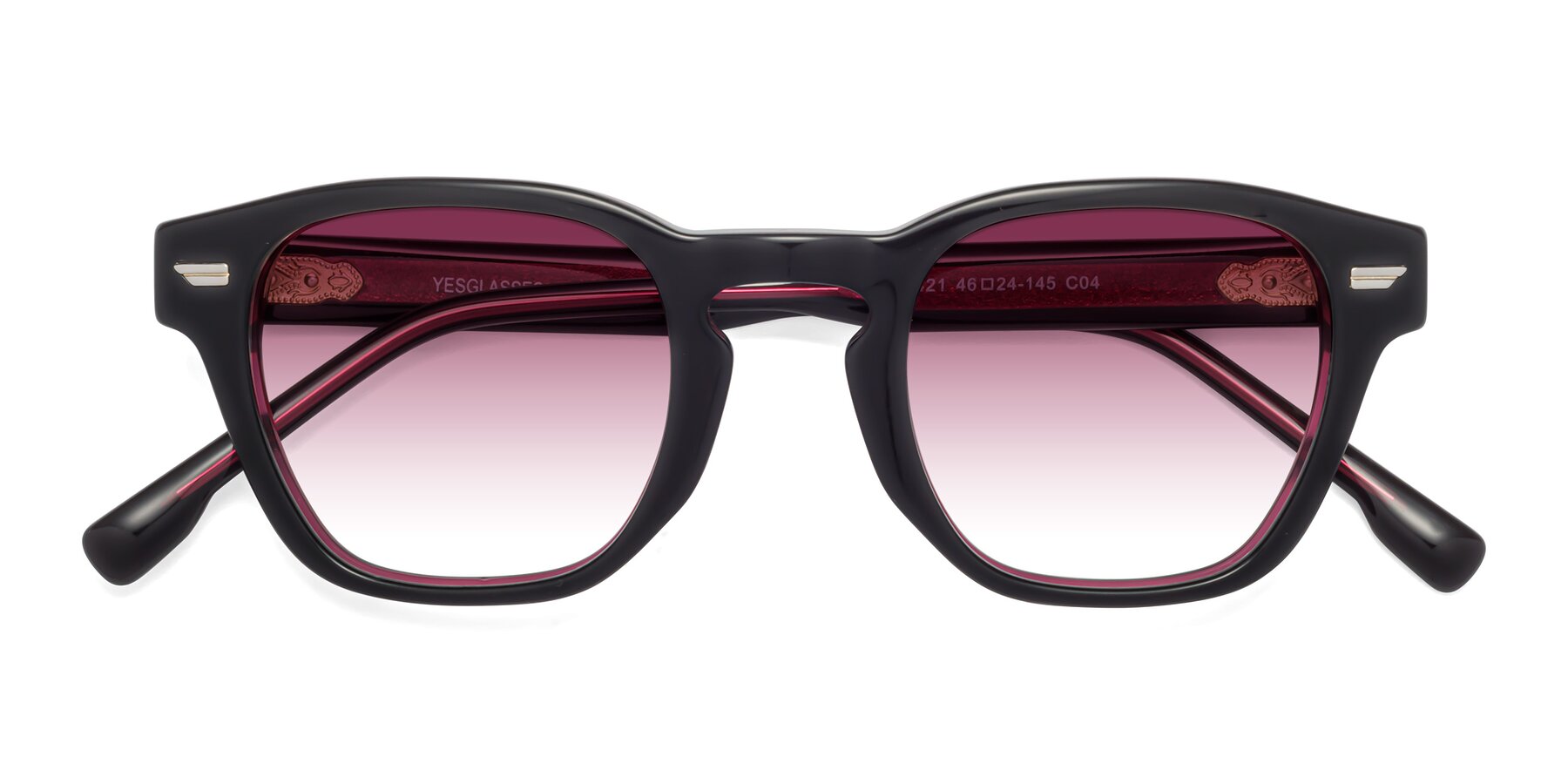 Folded Front of 1421 in Black-Wine with Wine Gradient Lenses