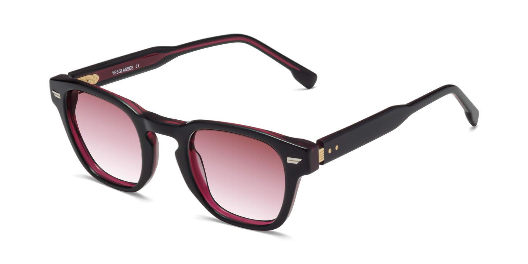 Angle of 1421 in Black-Wine with Garnet Gradient Lenses