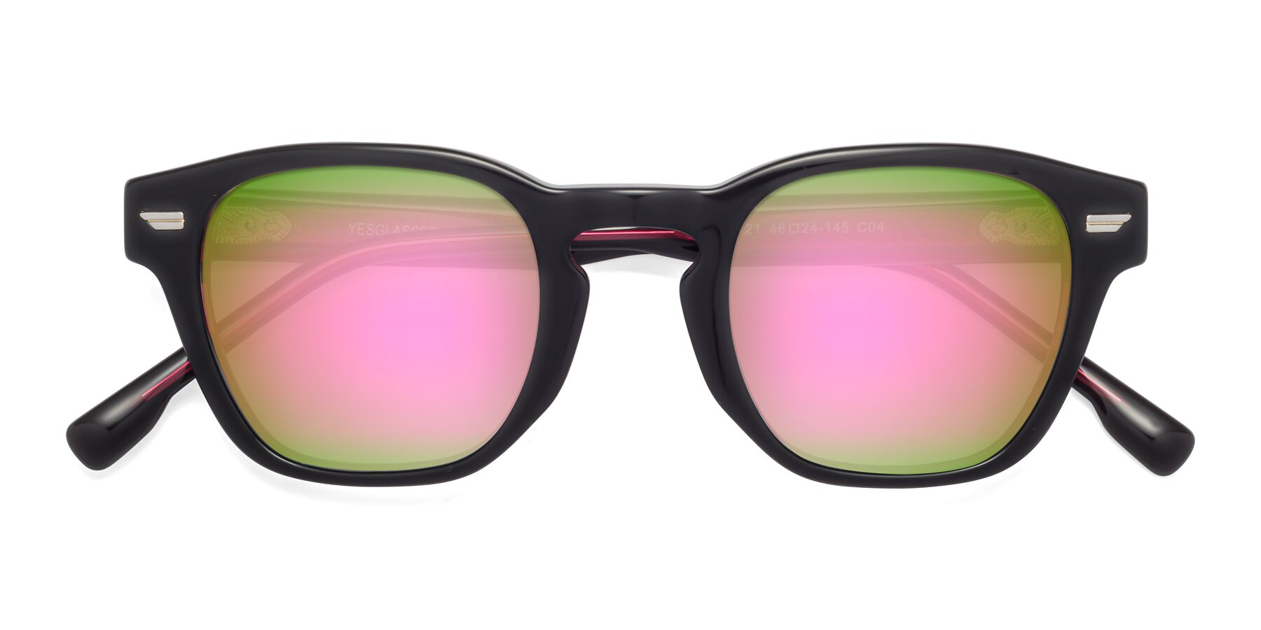 Folded Front of Costa in Black-Wine with Pink Mirrored Lenses