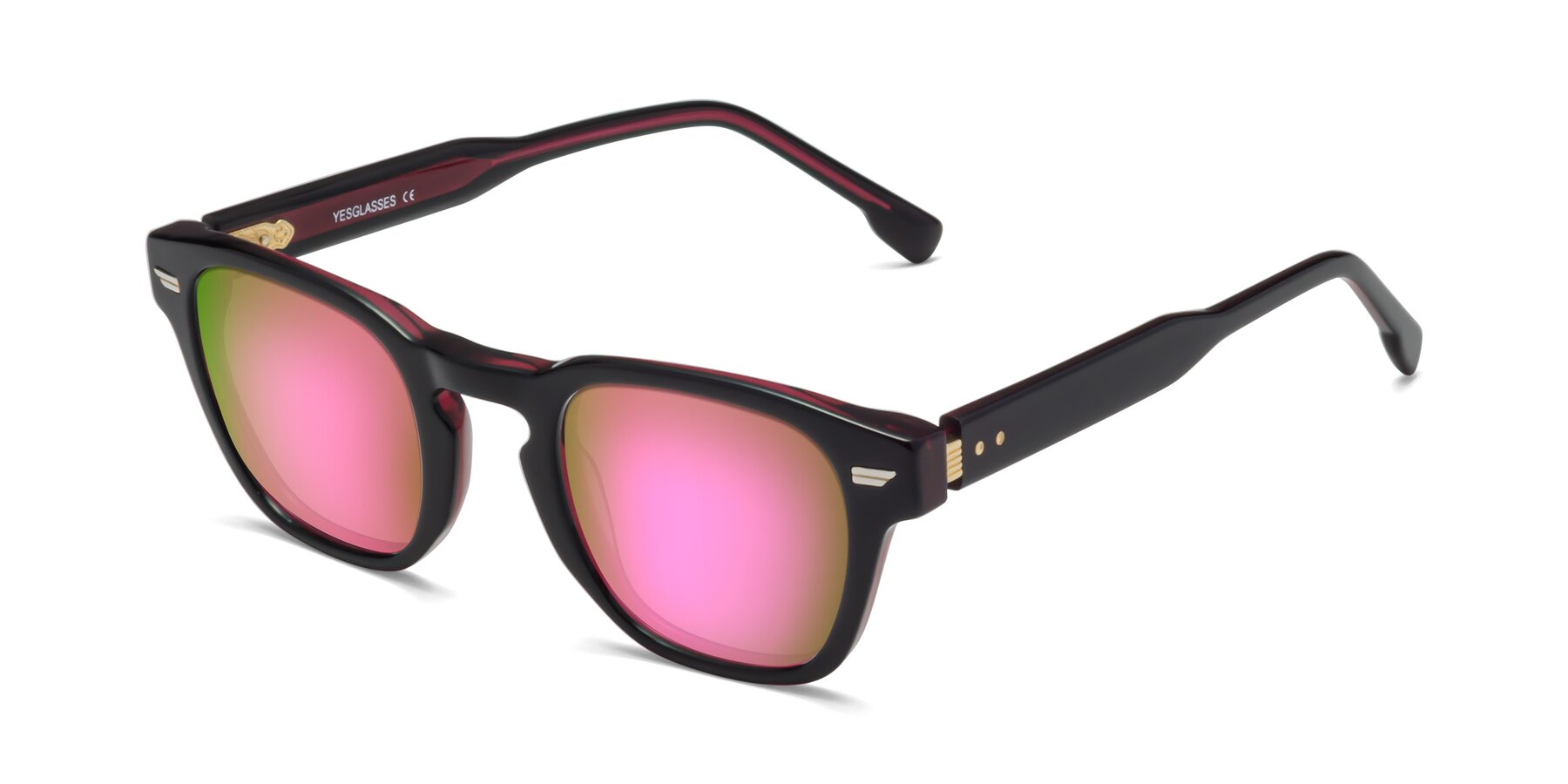 Angle of Costa in Black-Wine with Pink Mirrored Lenses