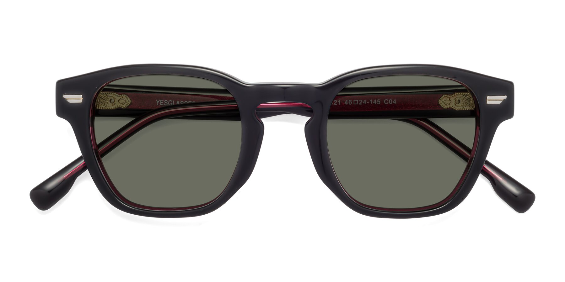 Folded Front of 1421 in Black-Wine with Gray Polarized Lenses