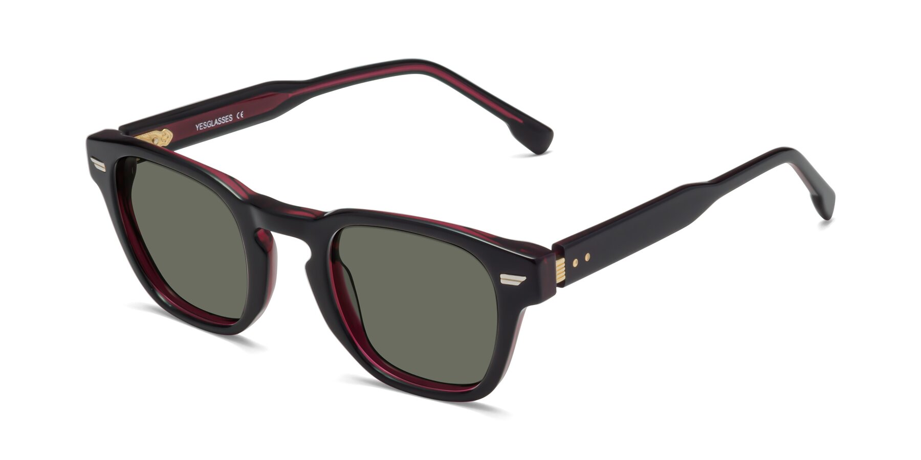 Angle of 1421 in Black-Wine with Gray Polarized Lenses