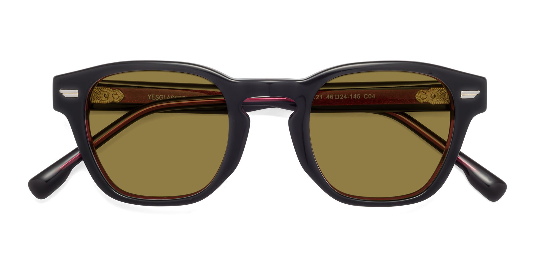 Folded Front of 1421 in Black-Wine with Brown Polarized Lenses