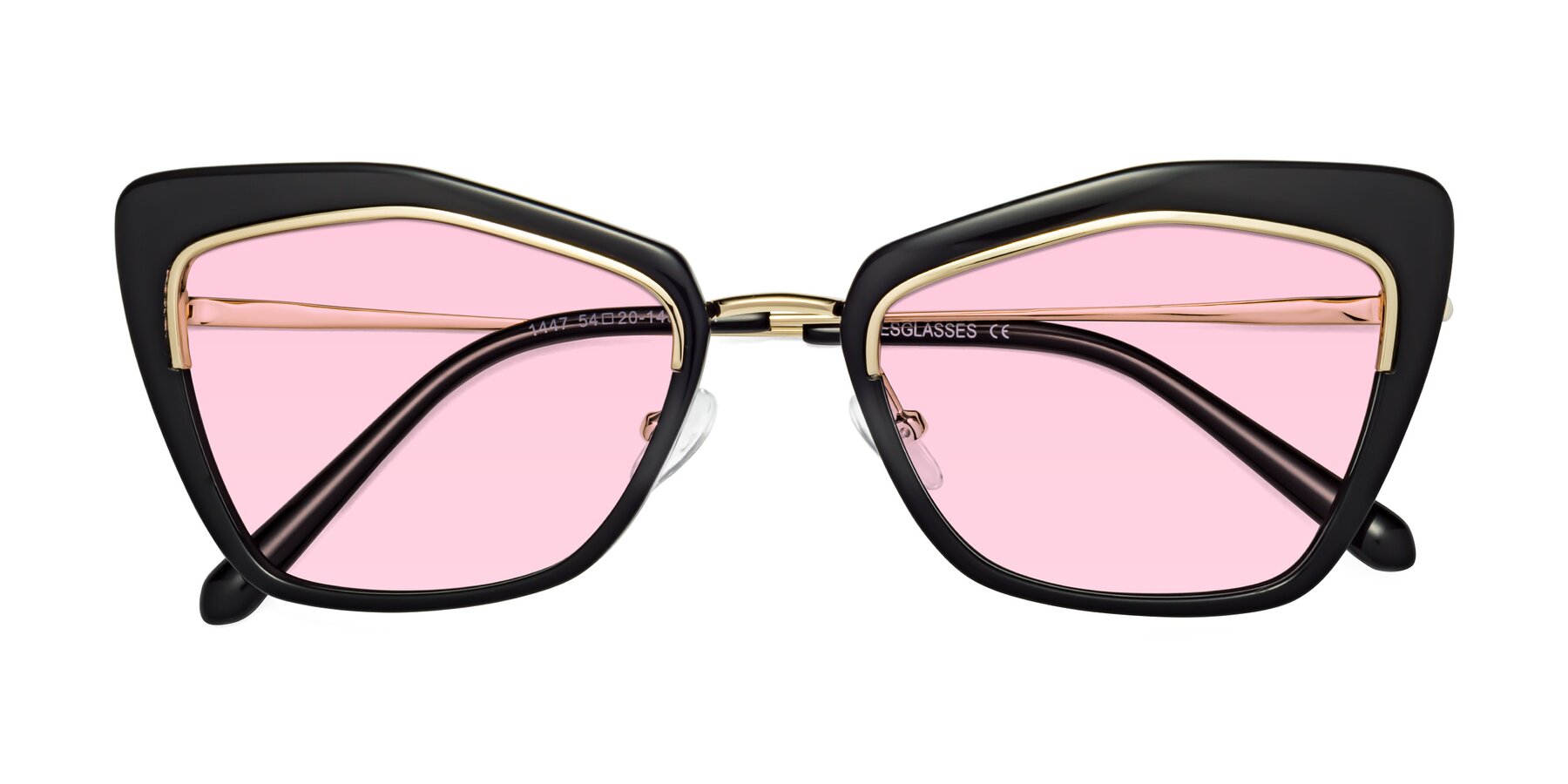 Folded Front of Lasso in Black with Light Pink Tinted Lenses