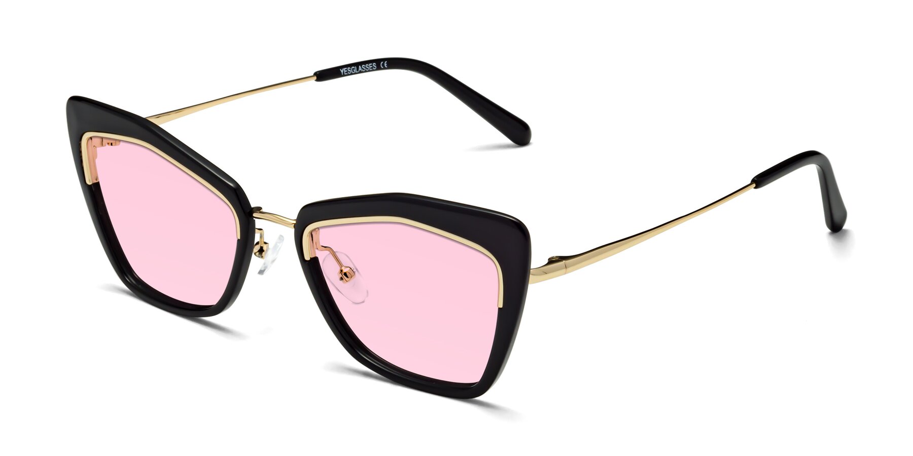 Angle of Lasso in Black with Light Pink Tinted Lenses