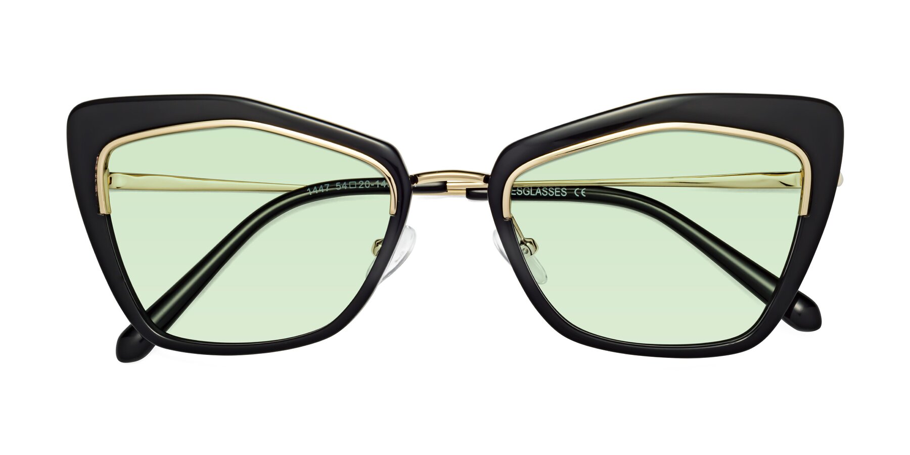 Folded Front of Lasso in Black with Light Green Tinted Lenses