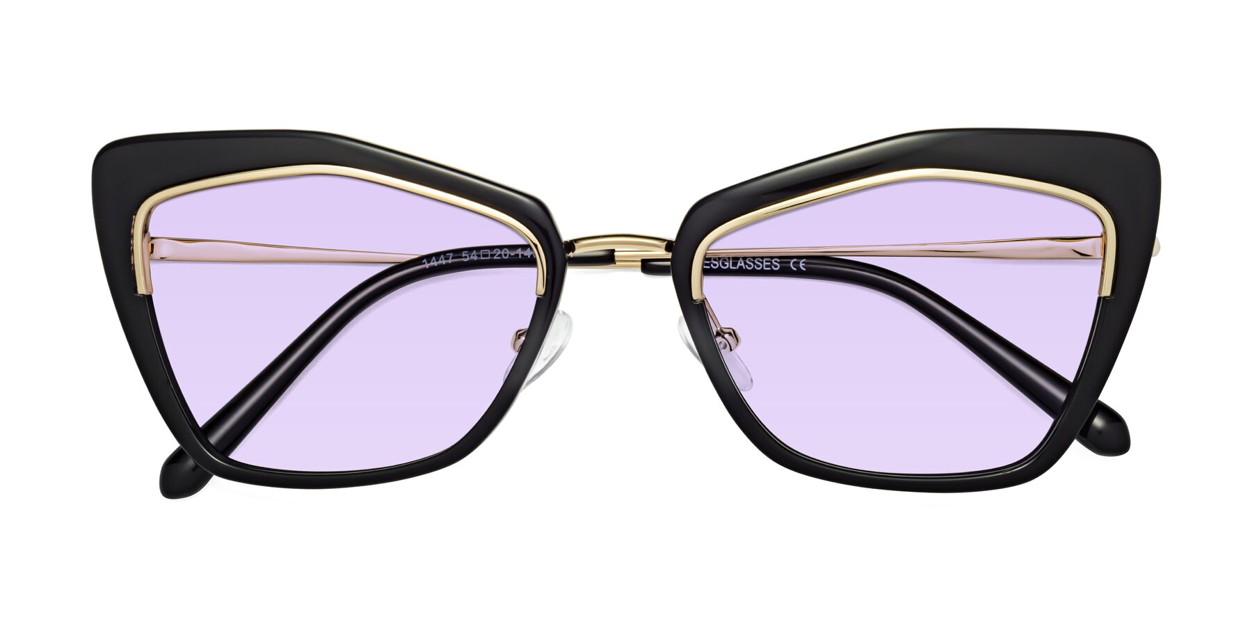Folded Front of Lasso in Black with Light Purple Tinted Lenses