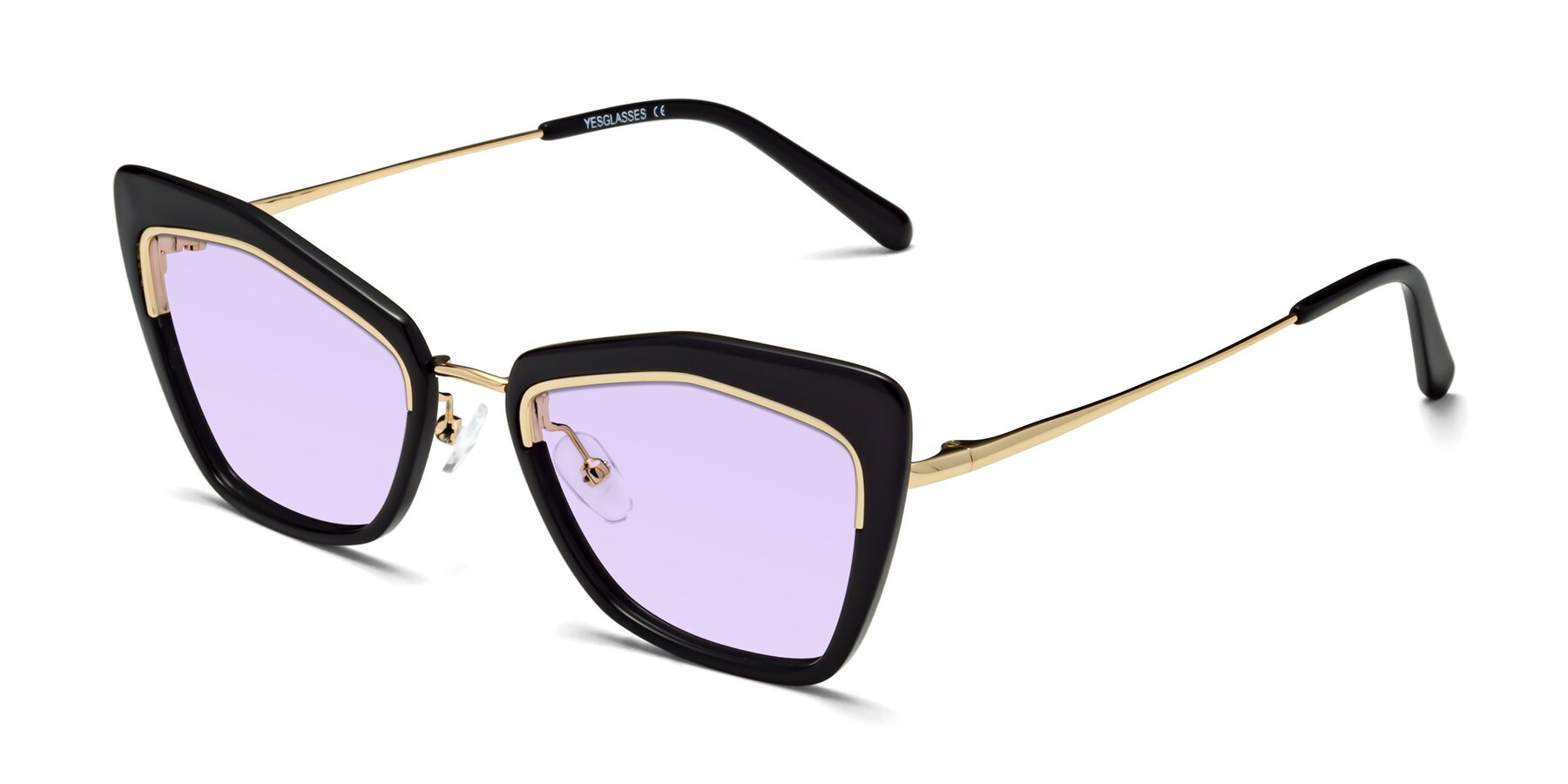 Angle of Lasso in Black with Light Purple Tinted Lenses
