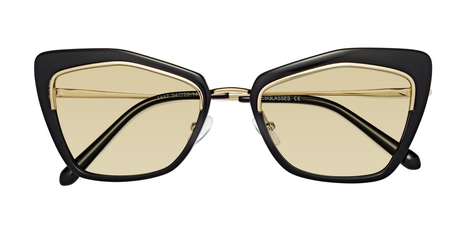 Folded Front of Lasso in Black with Light Champagne Tinted Lenses
