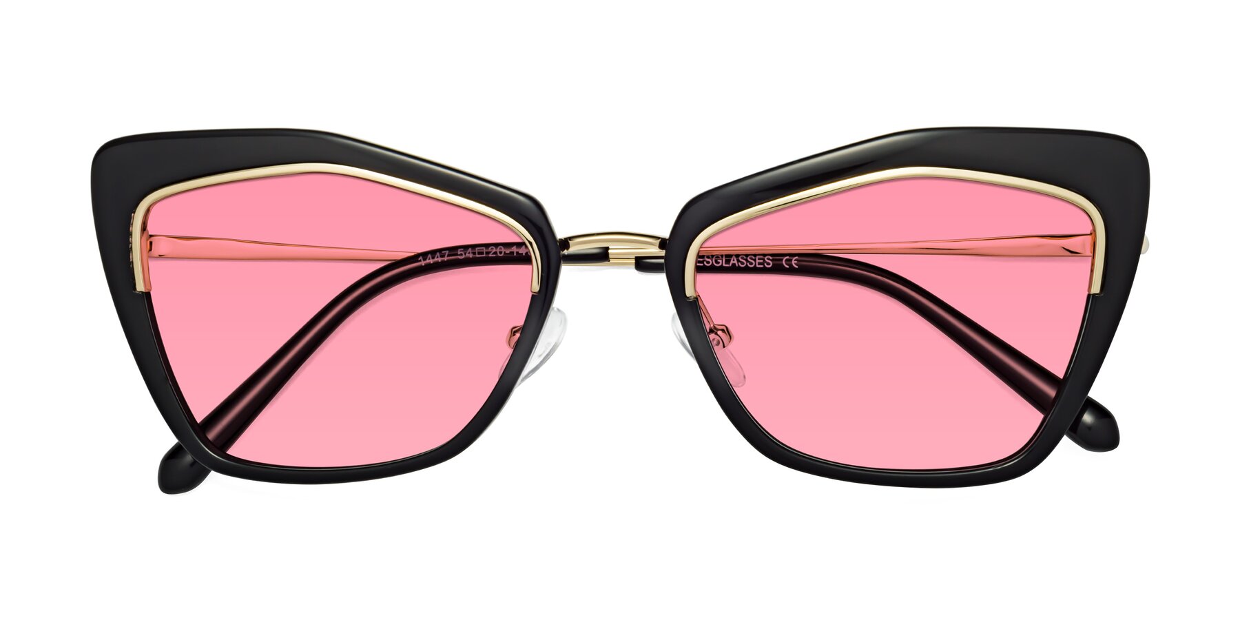 Folded Front of Lasso in Black with Pink Tinted Lenses