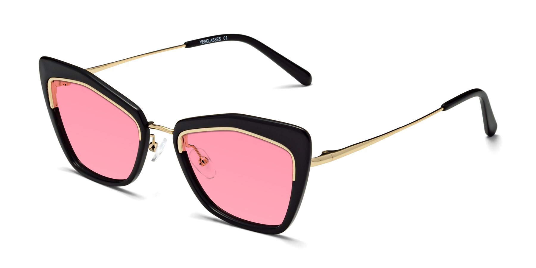 Angle of Lasso in Black with Pink Tinted Lenses