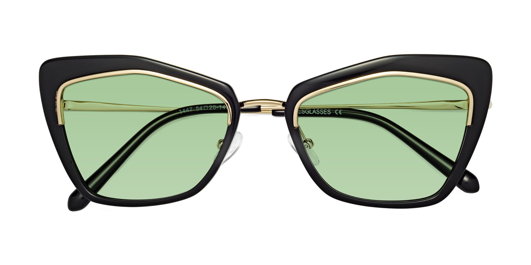 Folded Front of Lasso in Black with Medium Green Tinted Lenses