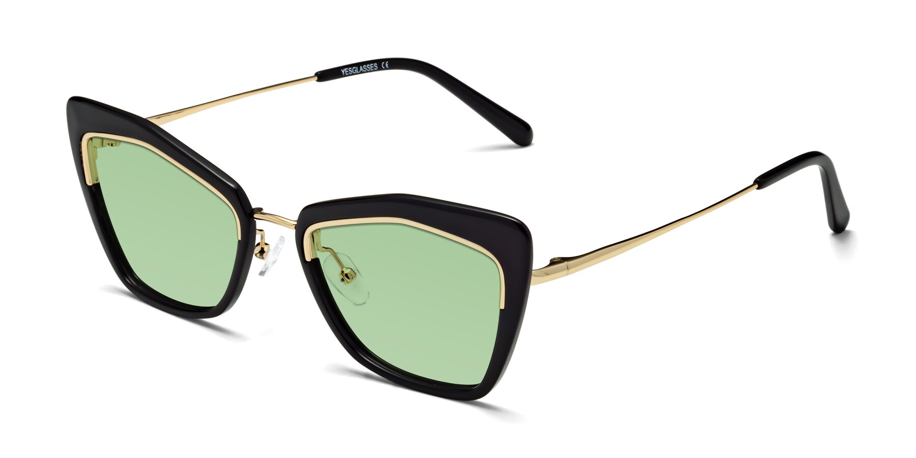 Angle of Lasso in Black with Medium Green Tinted Lenses
