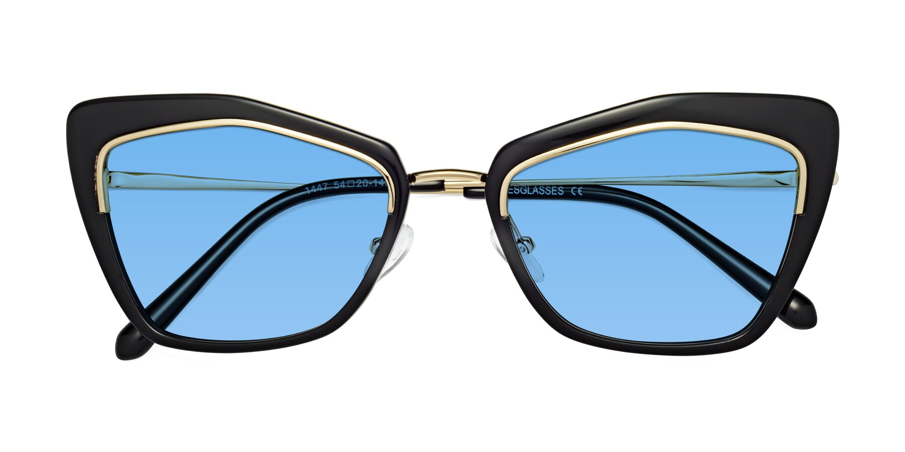 Folded Front of Lasso in Black with Medium Blue Tinted Lenses