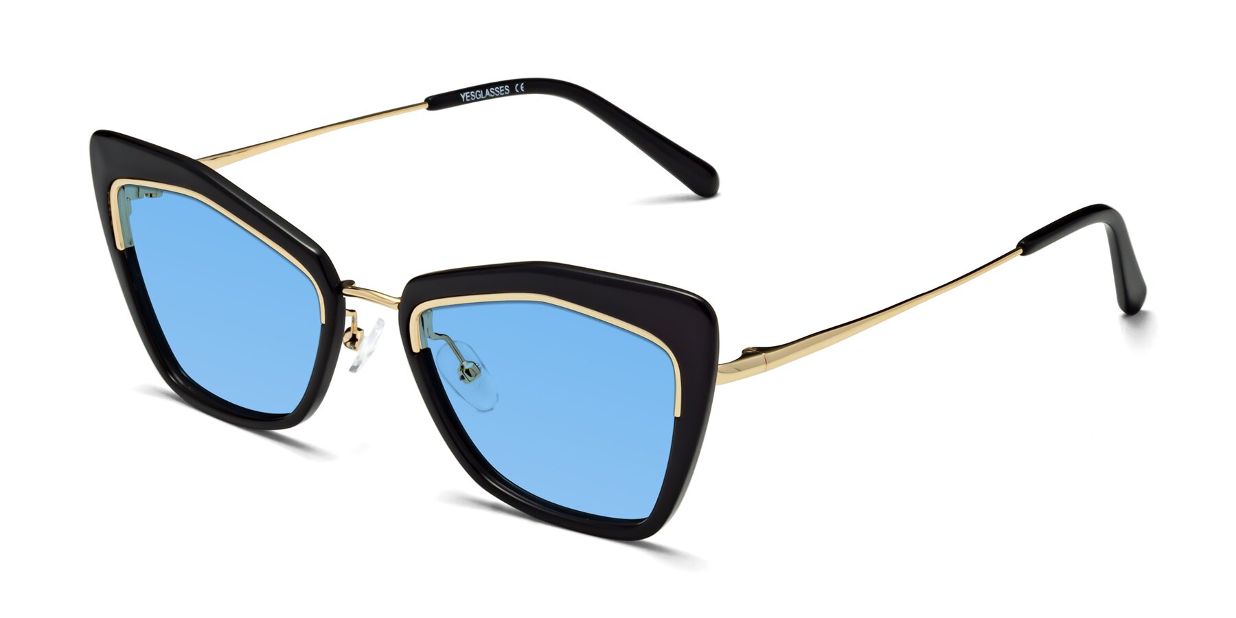 Angle of Lasso in Black with Medium Blue Tinted Lenses