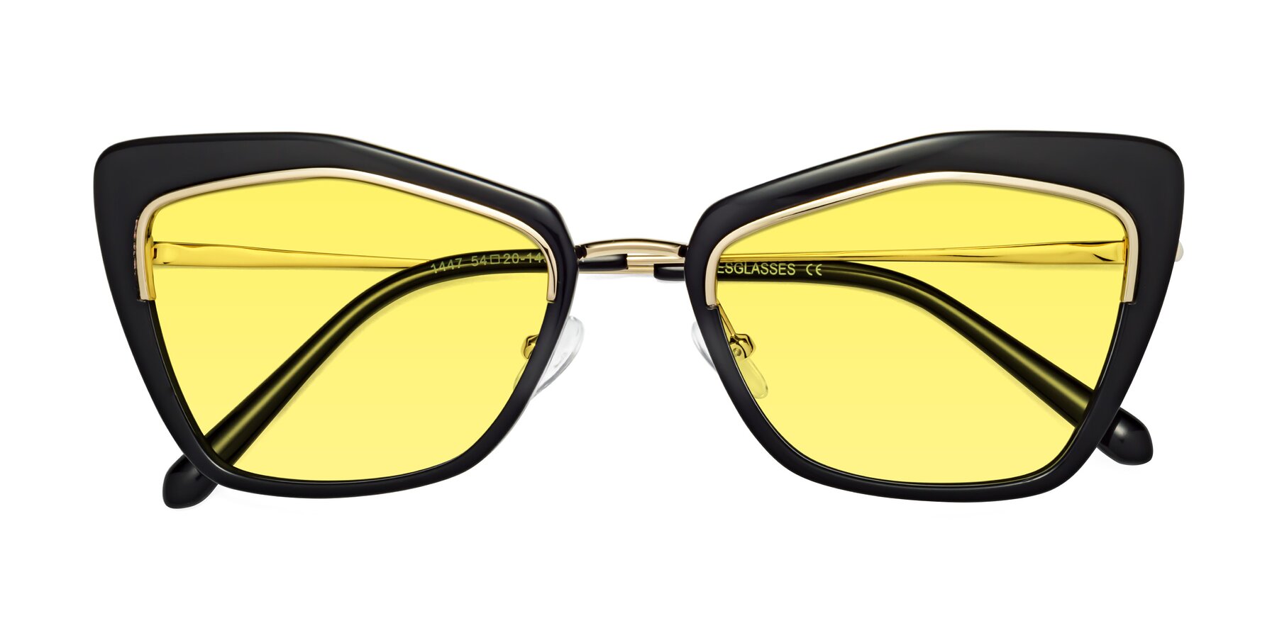 Folded Front of Lasso in Black with Medium Yellow Tinted Lenses