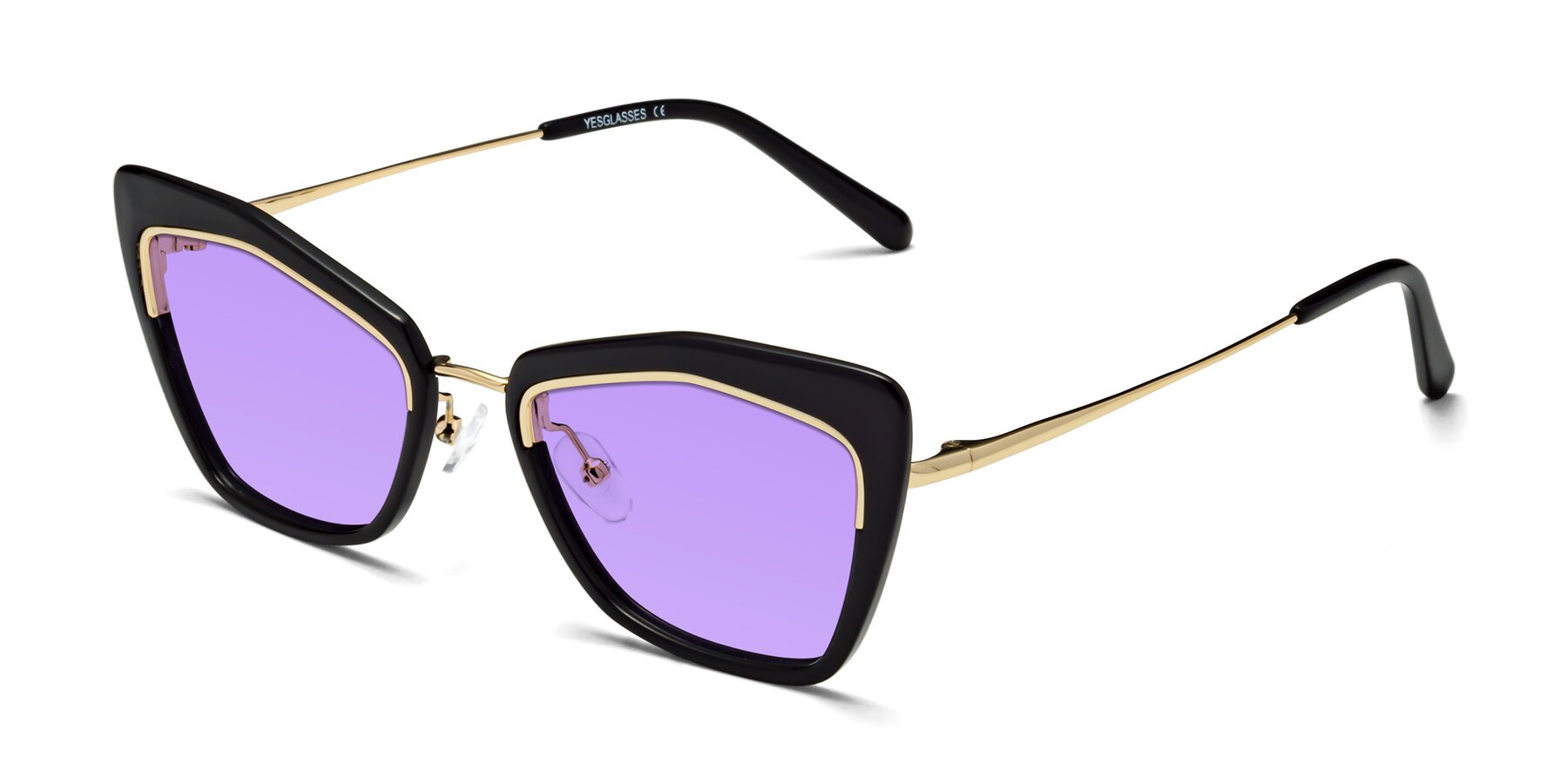 Angle of Lasso in Black with Medium Purple Tinted Lenses