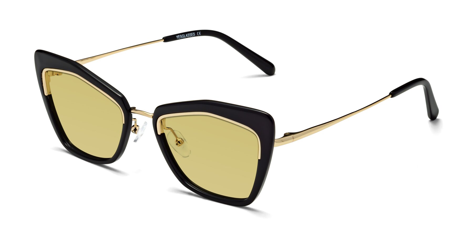 Angle of Lasso in Black with Medium Champagne Tinted Lenses