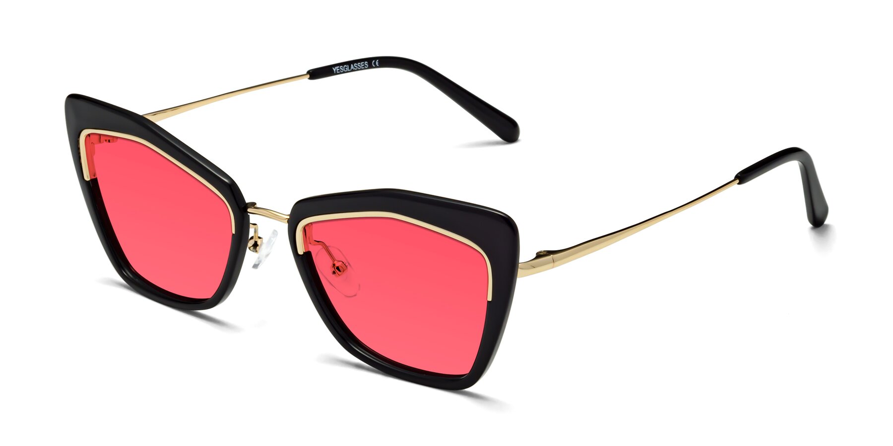 Angle of Lasso in Black with Red Tinted Lenses