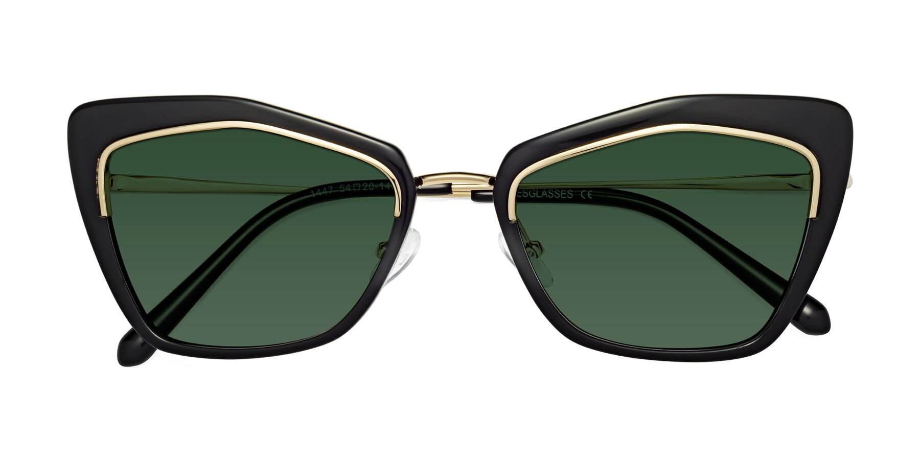 Folded Front of Lasso in Black with Green Tinted Lenses