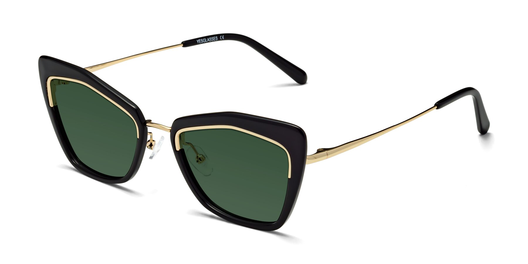 Angle of Lasso in Black with Green Tinted Lenses
