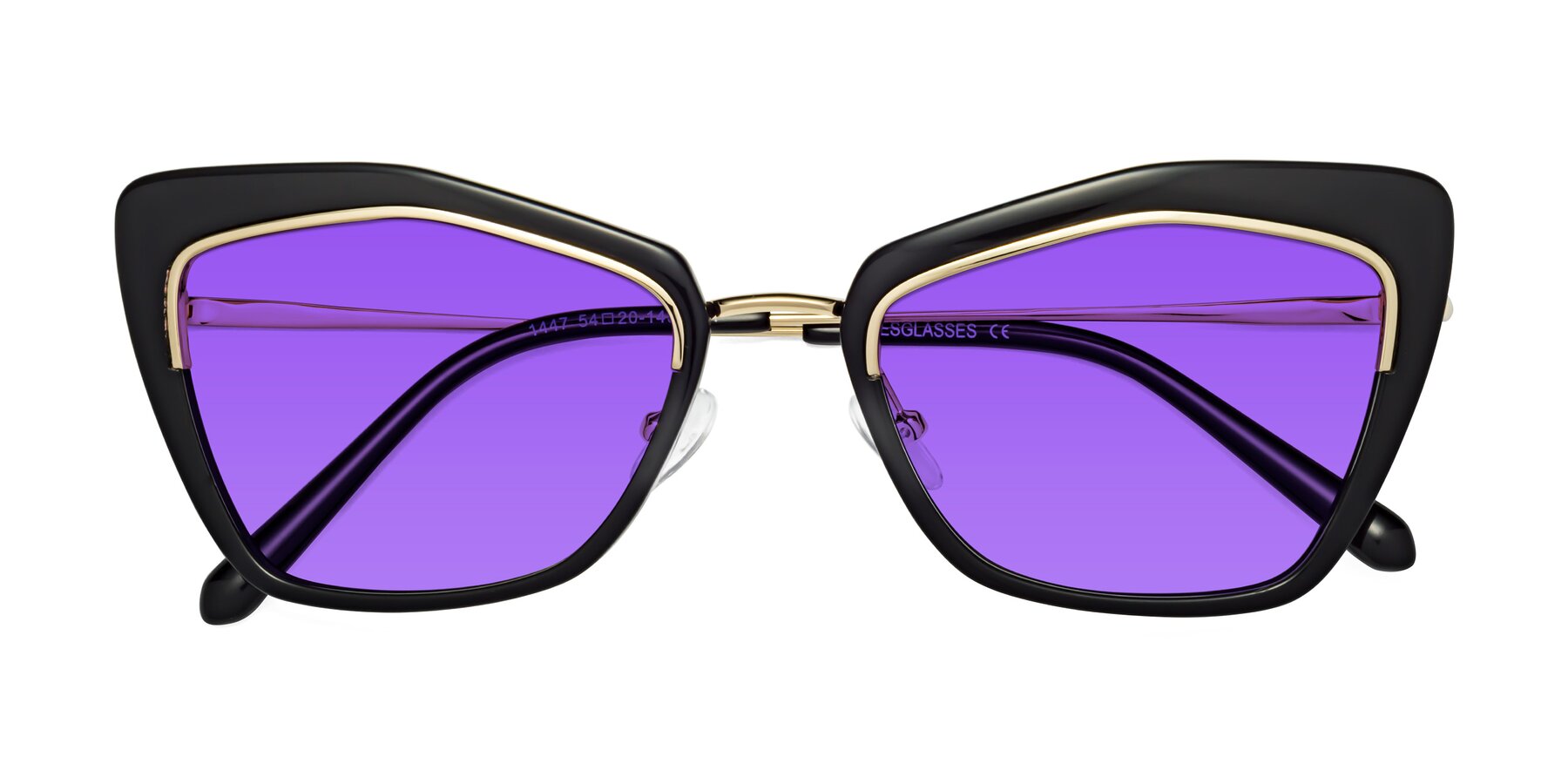 Folded Front of Lasso in Black with Purple Tinted Lenses