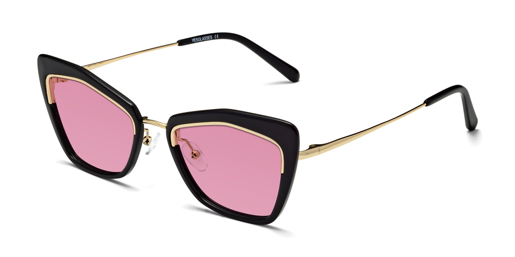 Angle of Lasso in Black with Medium Wine Tinted Lenses