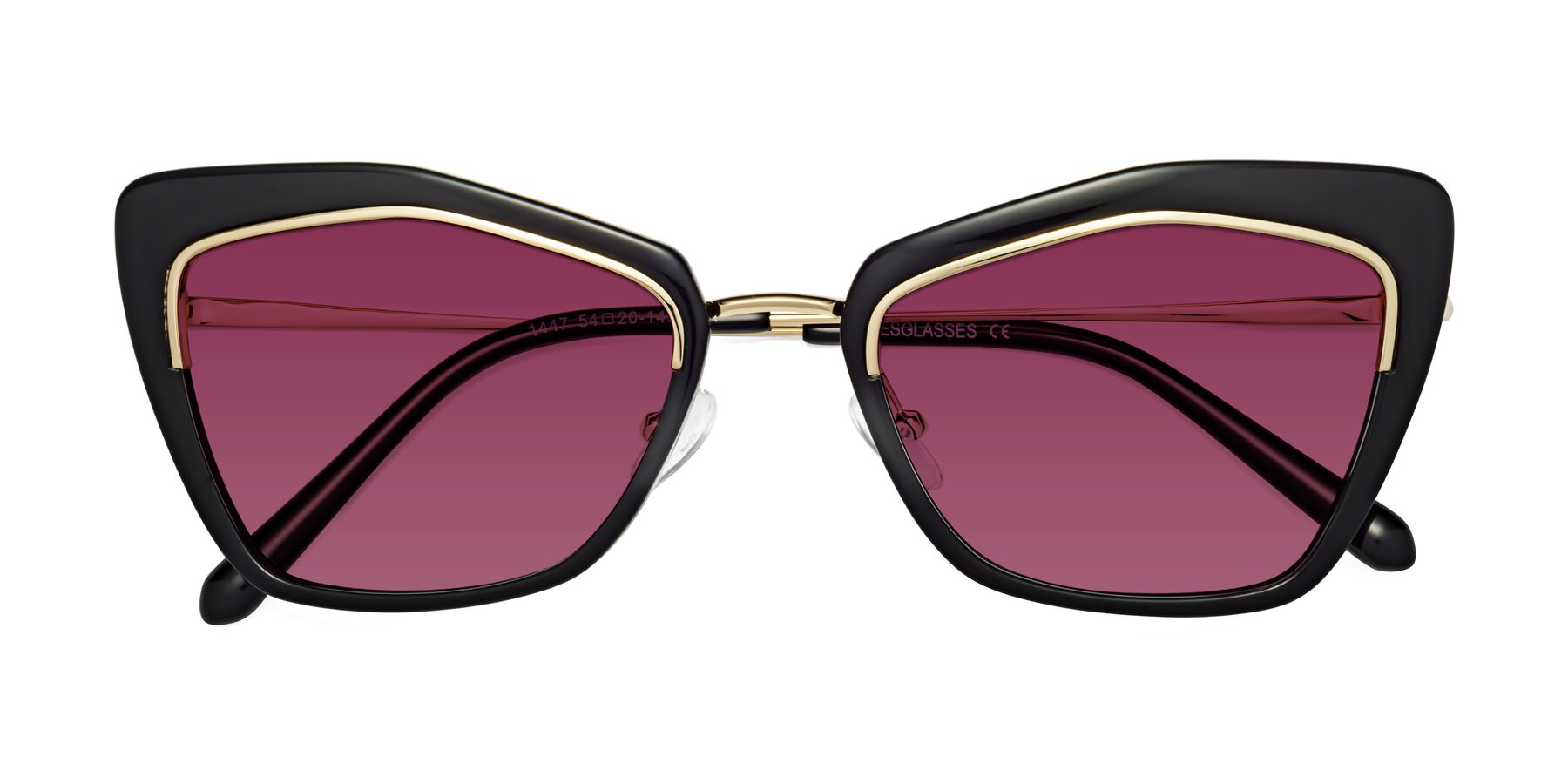 Folded Front of Lasso in Black with Wine Tinted Lenses