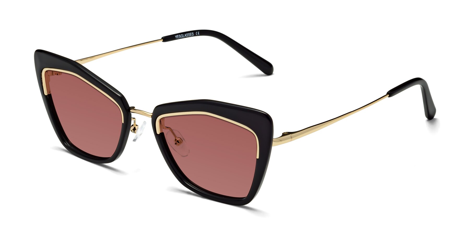 Angle of Lasso in Black with Garnet Tinted Lenses