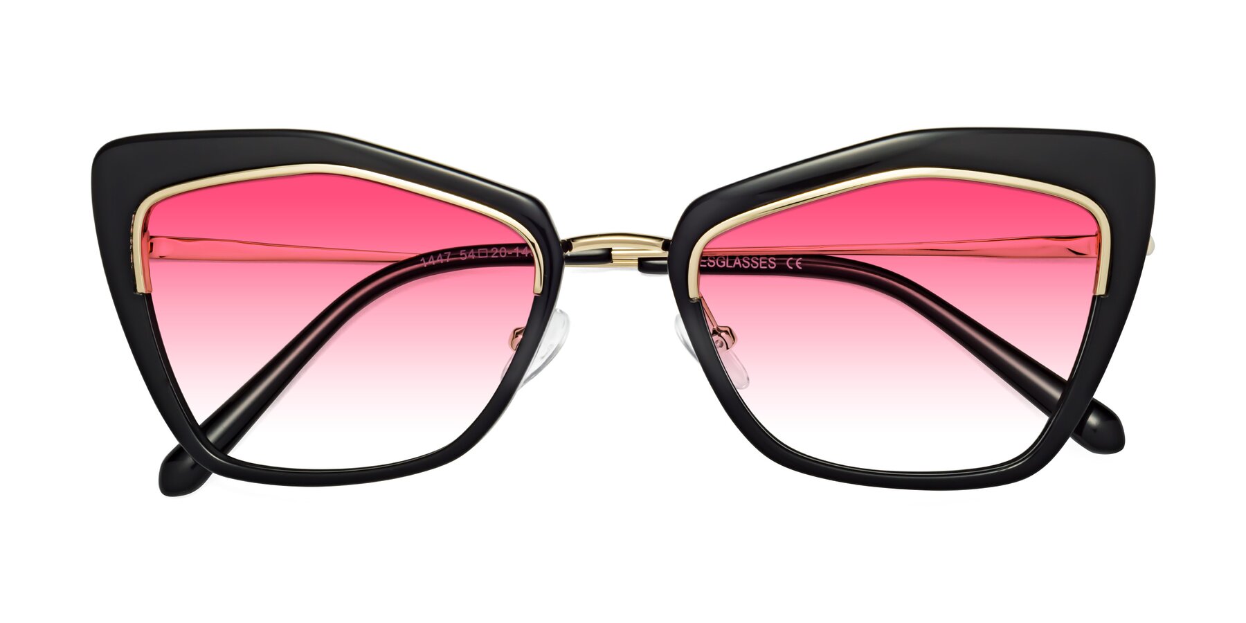 Folded Front of Lasso in Black with Pink Gradient Lenses