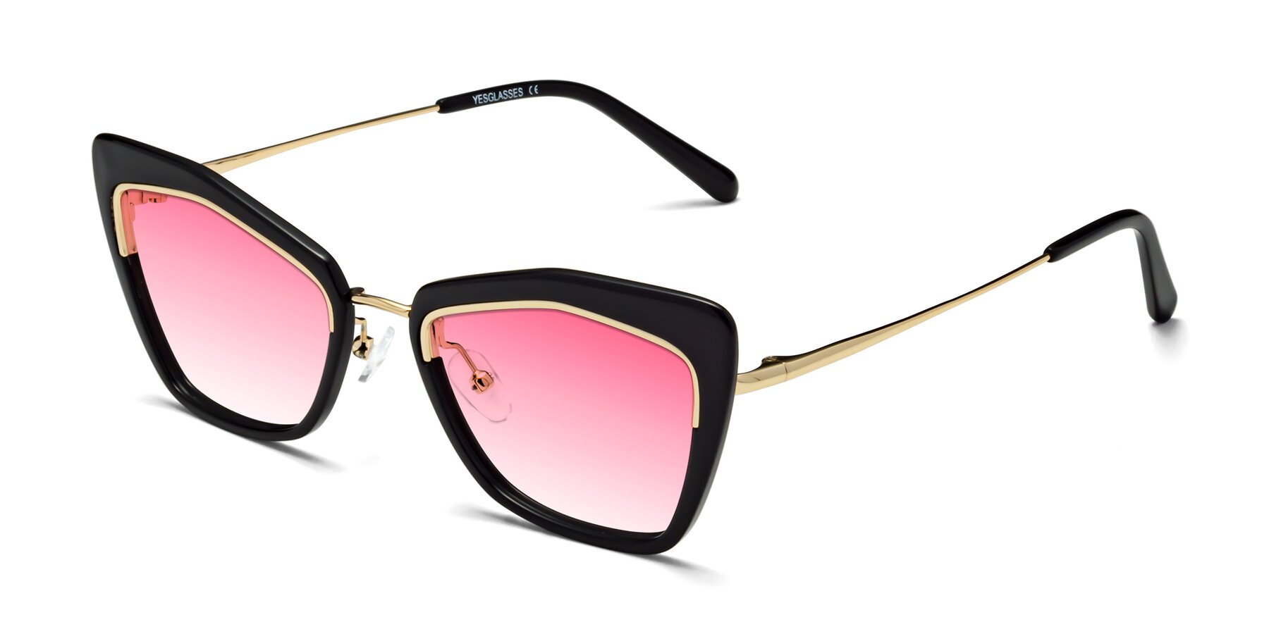 Angle of Lasso in Black with Pink Gradient Lenses