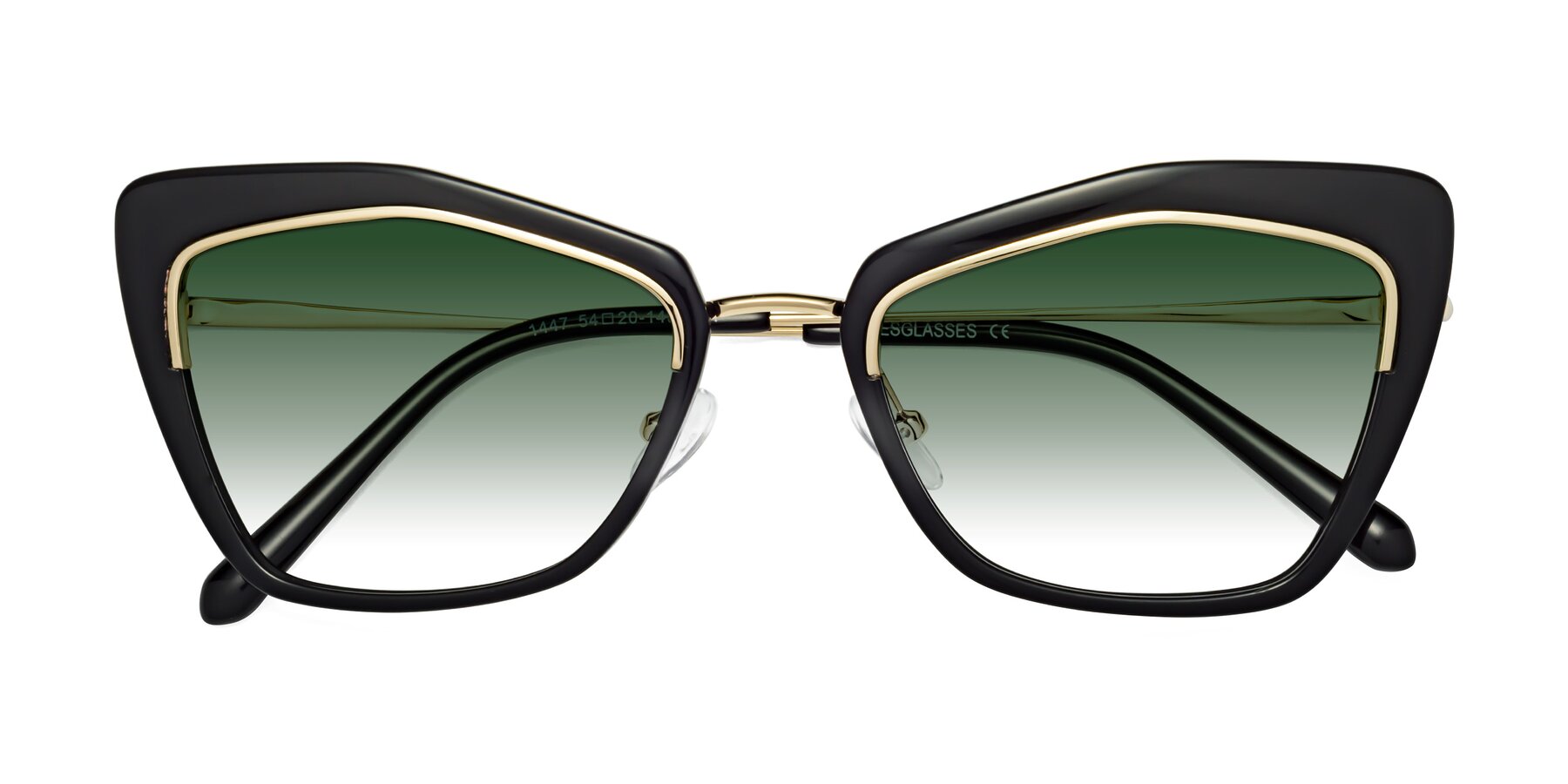 Folded Front of Lasso in Black with Green Gradient Lenses