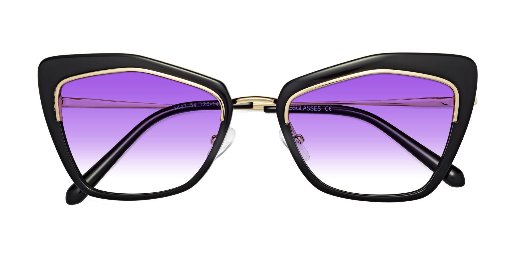 Folded Front of Lasso in Black with Purple Gradient Lenses