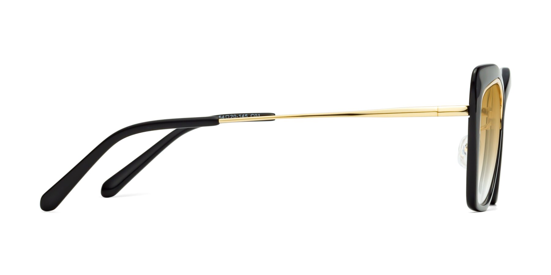 Side of Lasso in Black with Champagne Gradient Lenses