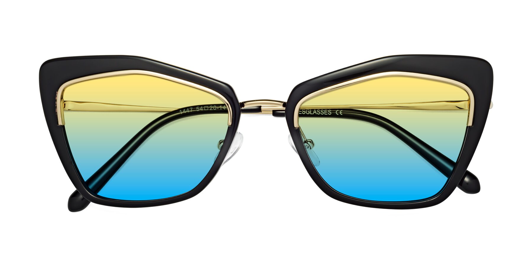 Folded Front of Lasso in Black with Yellow / Blue Gradient Lenses