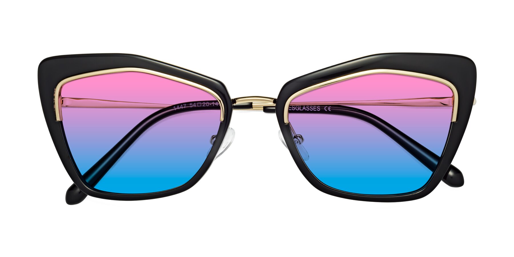 Folded Front of Lasso in Black with Pink / Blue Gradient Lenses