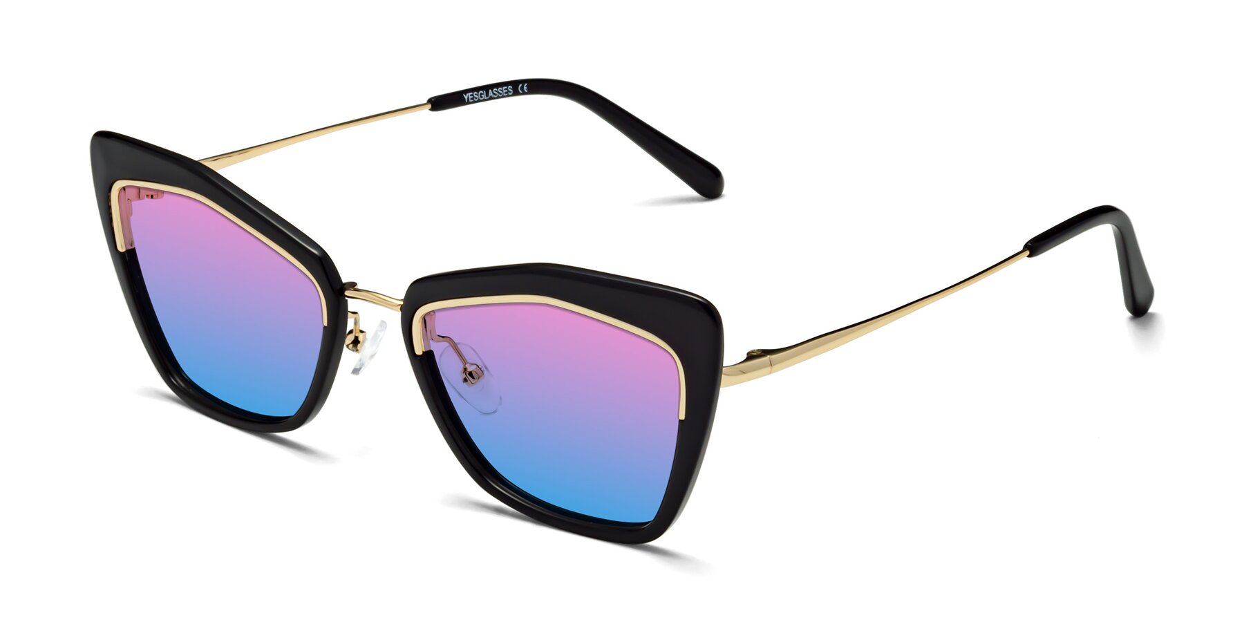 Angle of Lasso in Black with Pink / Blue Gradient Lenses