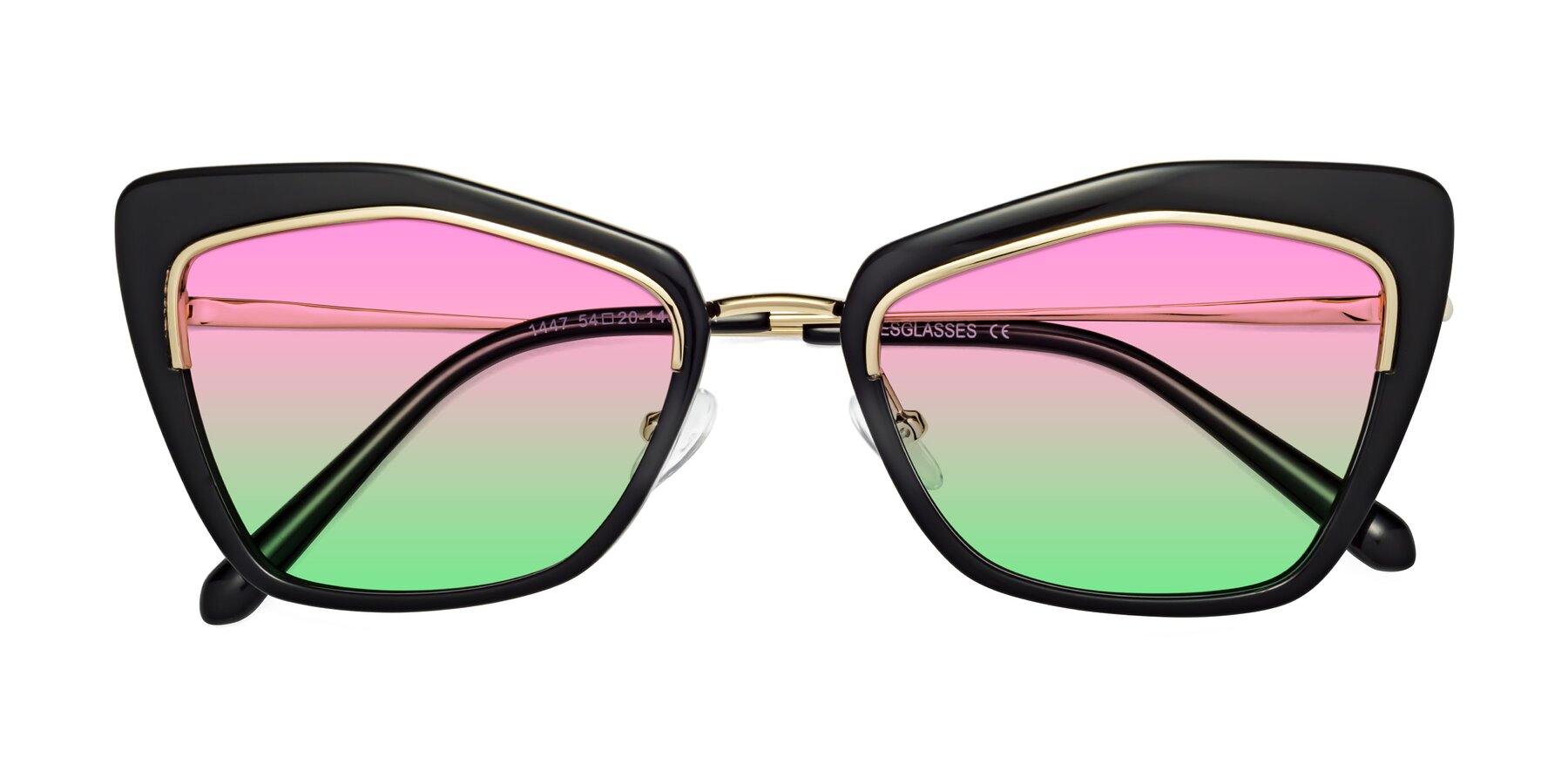 Folded Front of Lasso in Black with Pink / Green Gradient Lenses