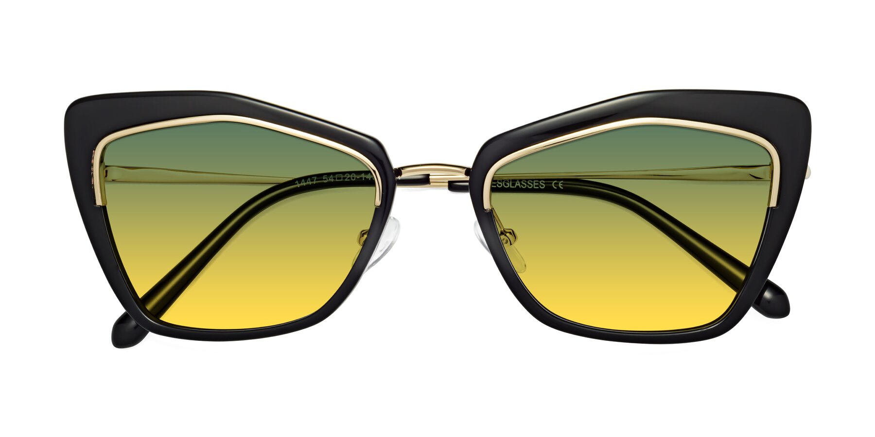 Folded Front of Lasso in Black with Green / Yellow Gradient Lenses