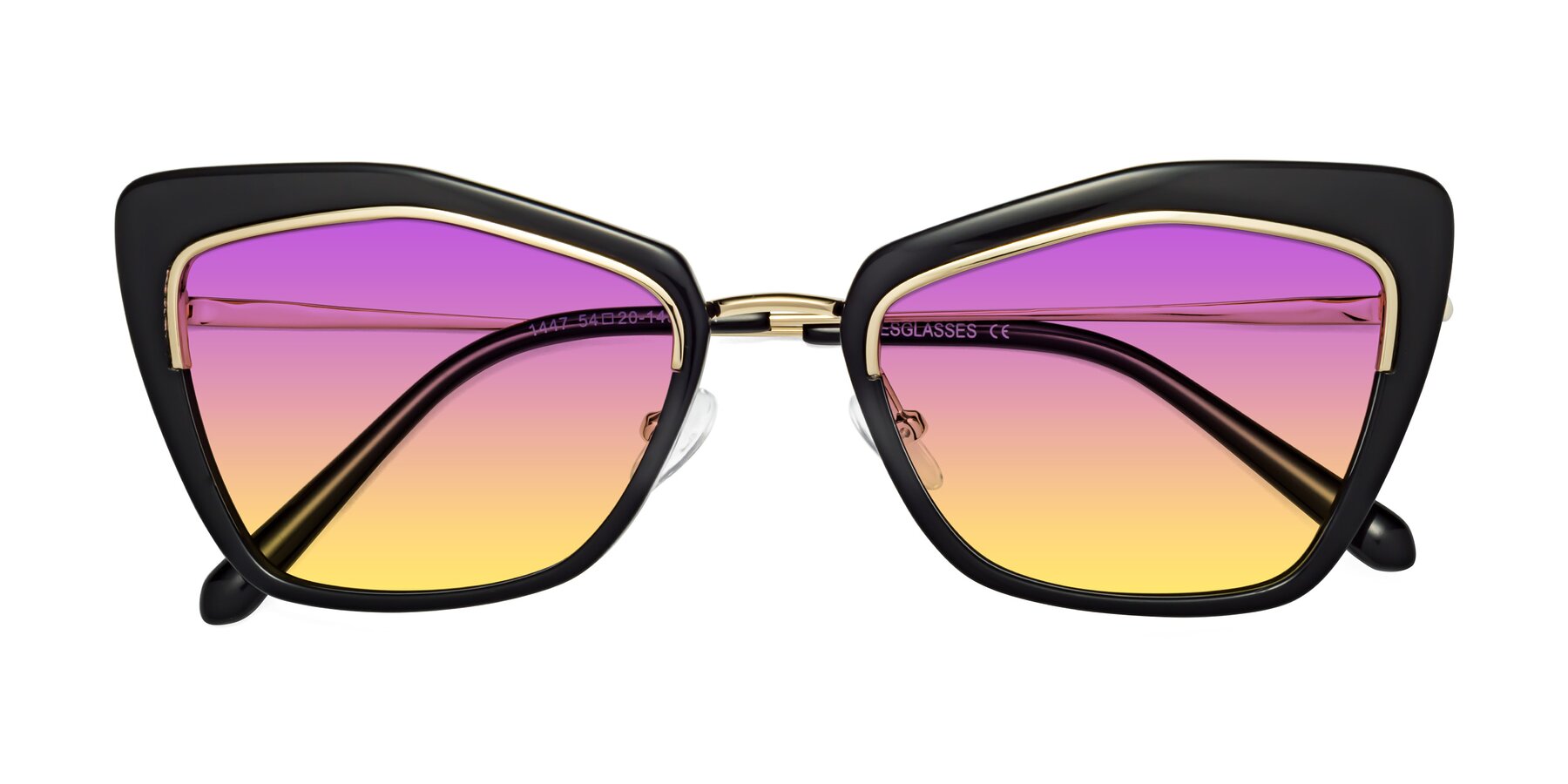 Folded Front of Lasso in Black with Purple / Yellow Gradient Lenses