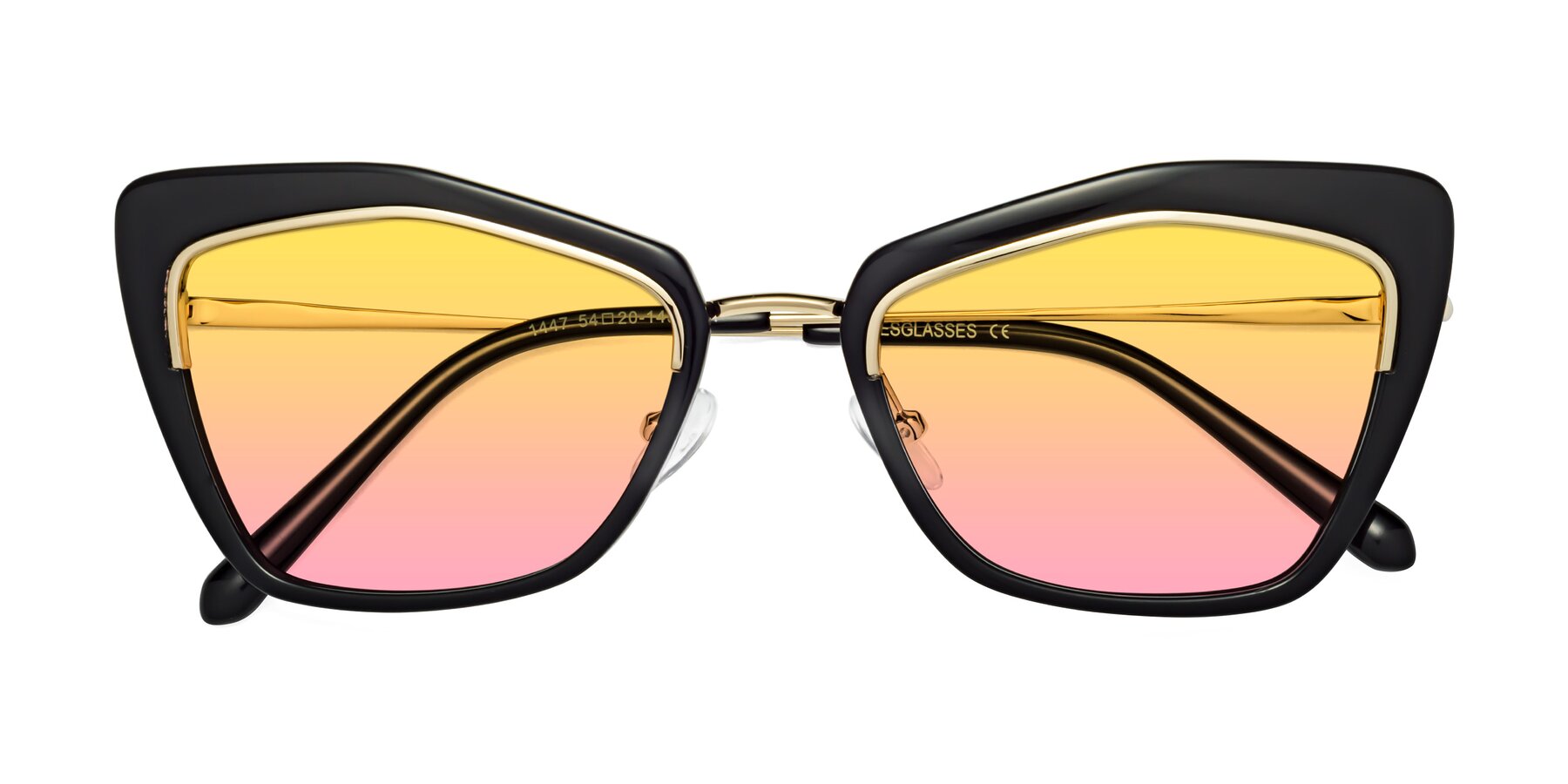 Folded Front of Lasso in Black with Yellow / Pink Gradient Lenses