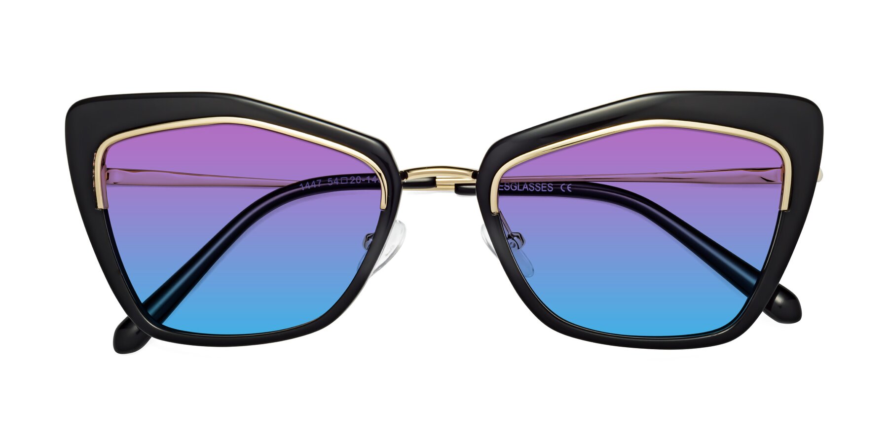 Folded Front of Lasso in Black with Purple / Blue Gradient Lenses