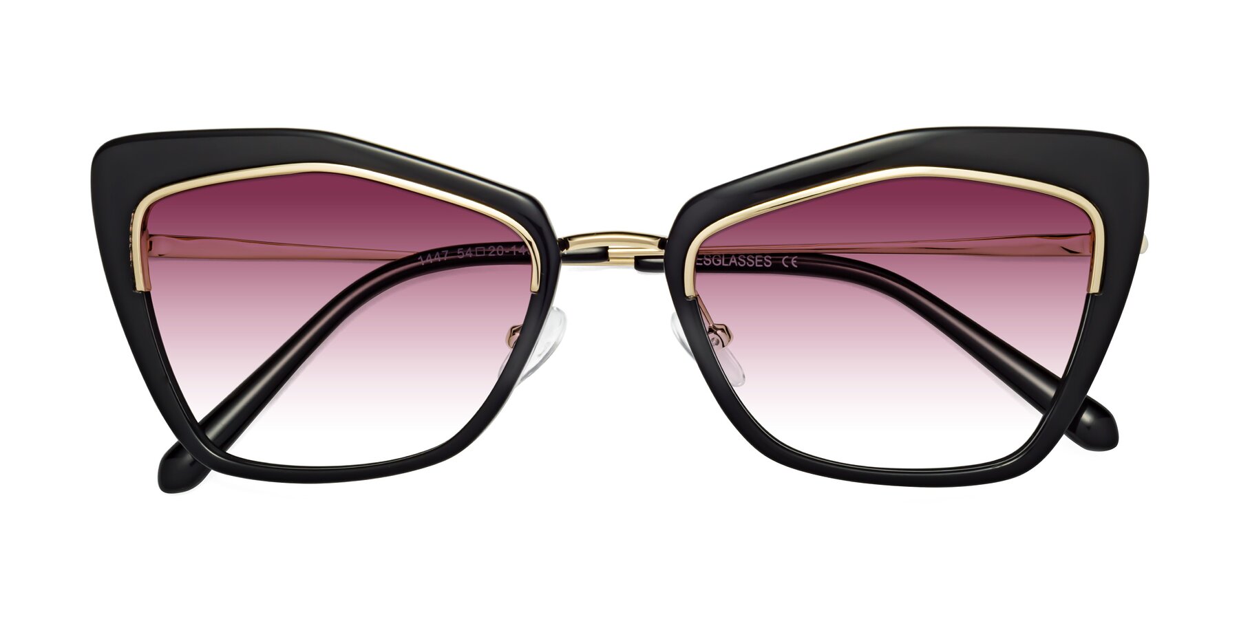 Folded Front of Lasso in Black with Wine Gradient Lenses