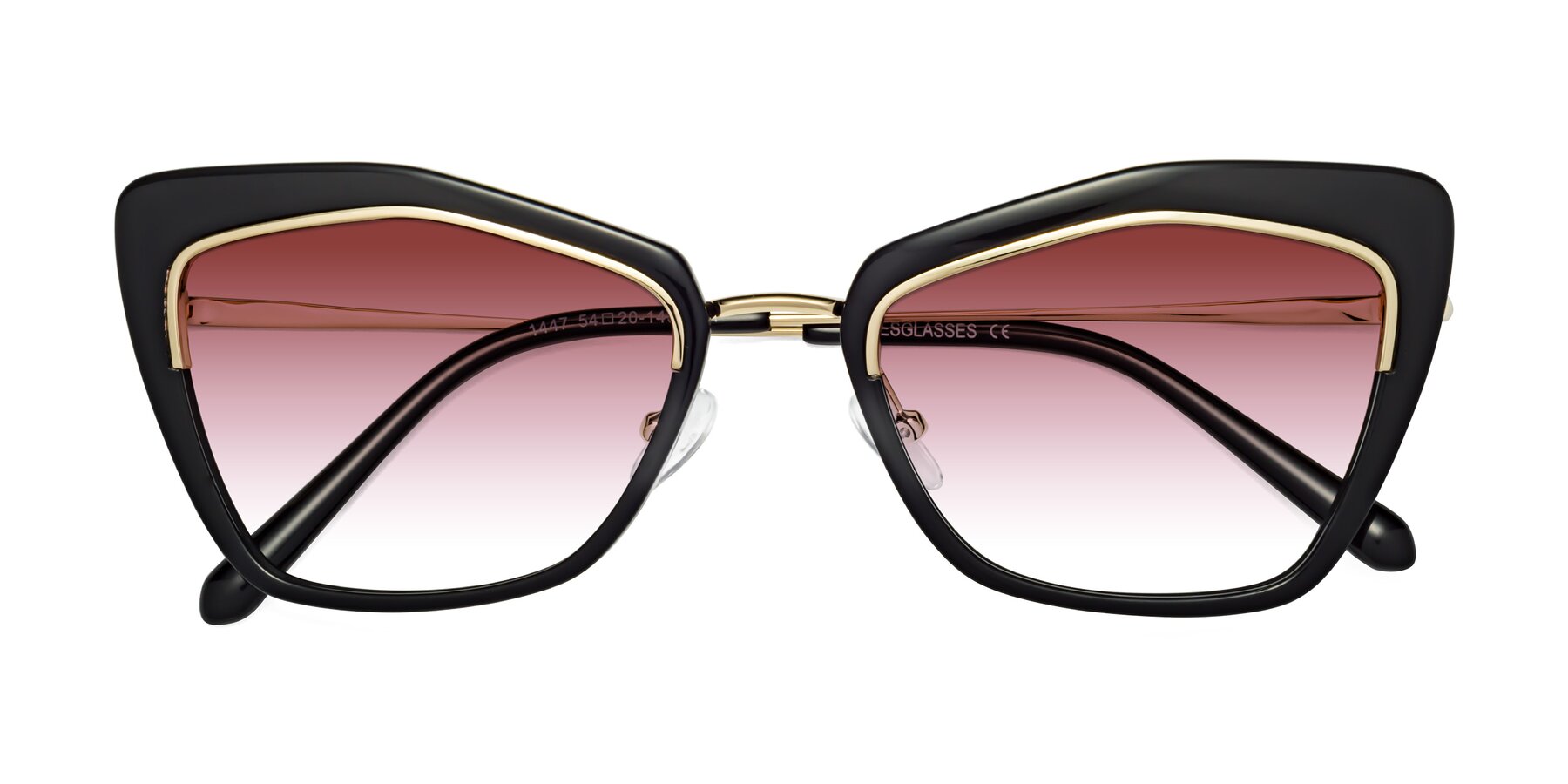 Folded Front of Lasso in Black with Garnet Gradient Lenses