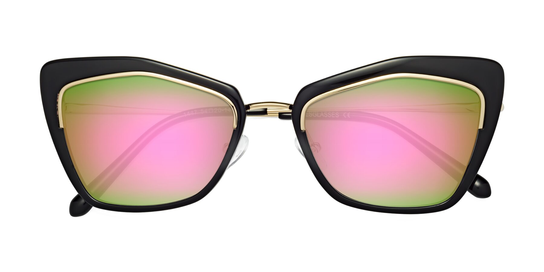 Folded Front of Lasso in Black with Pink Mirrored Lenses
