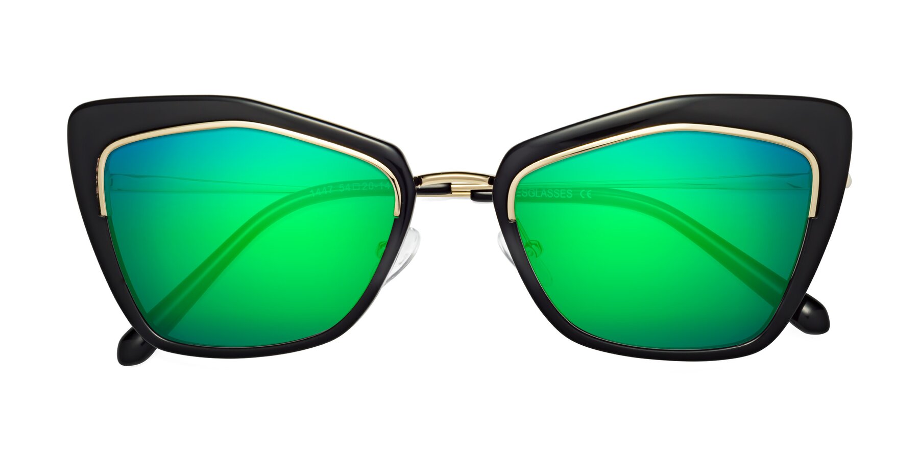 Folded Front of Lasso in Black with Green Mirrored Lenses