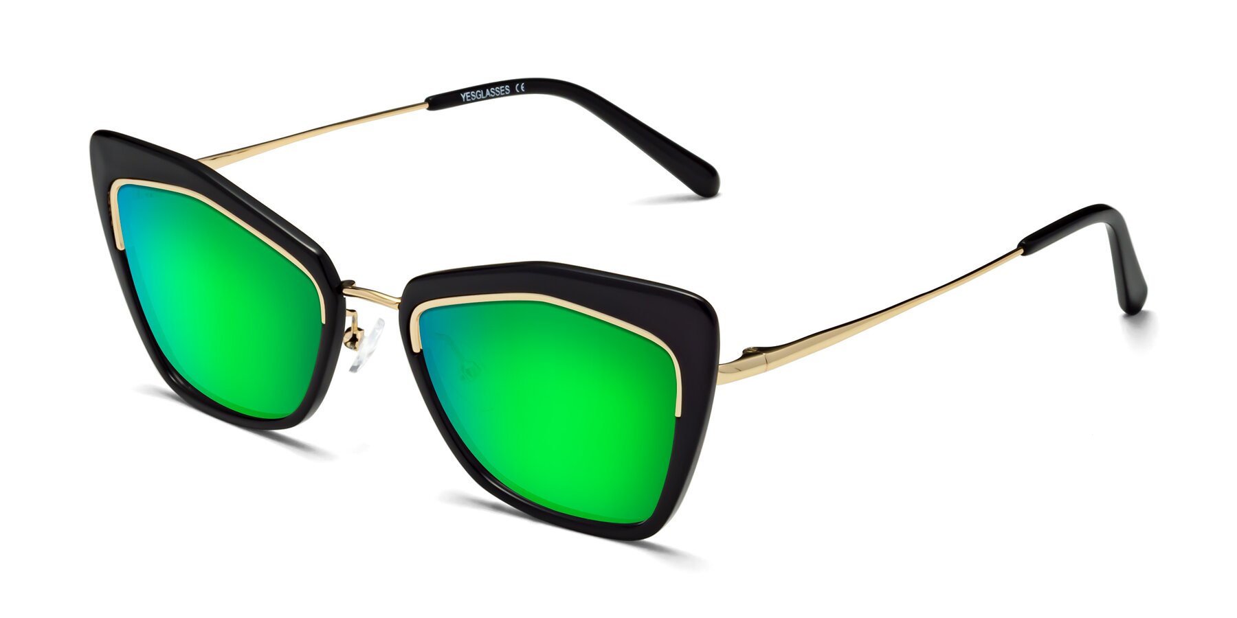 Angle of Lasso in Black with Green Mirrored Lenses